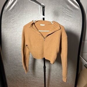 Active USA Tan Cowl Neck Sweater